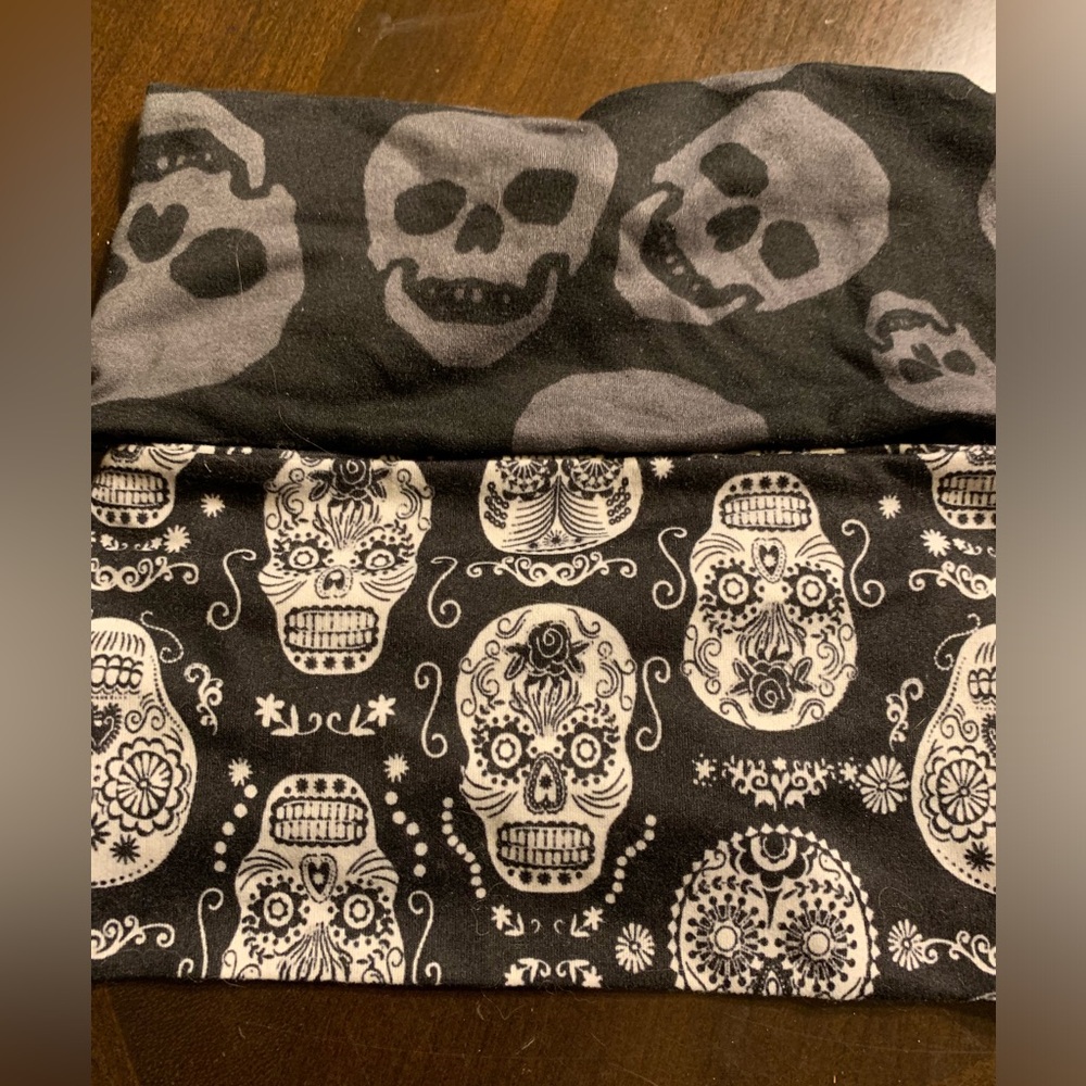 Bundle of 2 Biker skull headbands Hair Glove